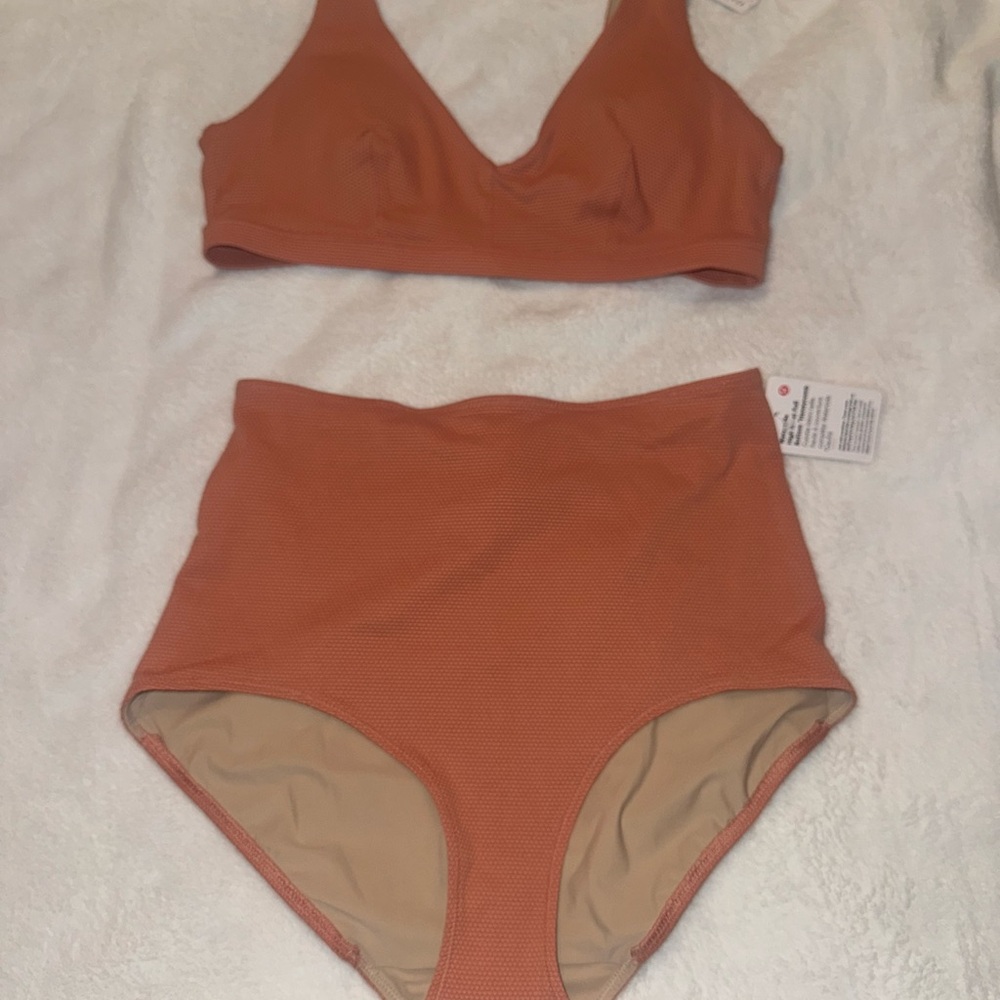 Lululemon Athletica Honeycomb Bikini Set in Rust